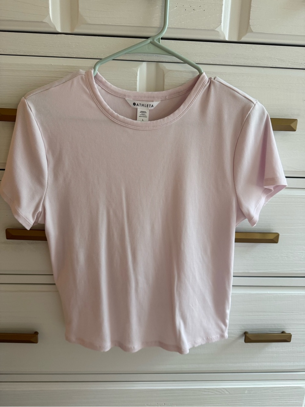Athleta Women's Short Sleeve Tee in Light Pink